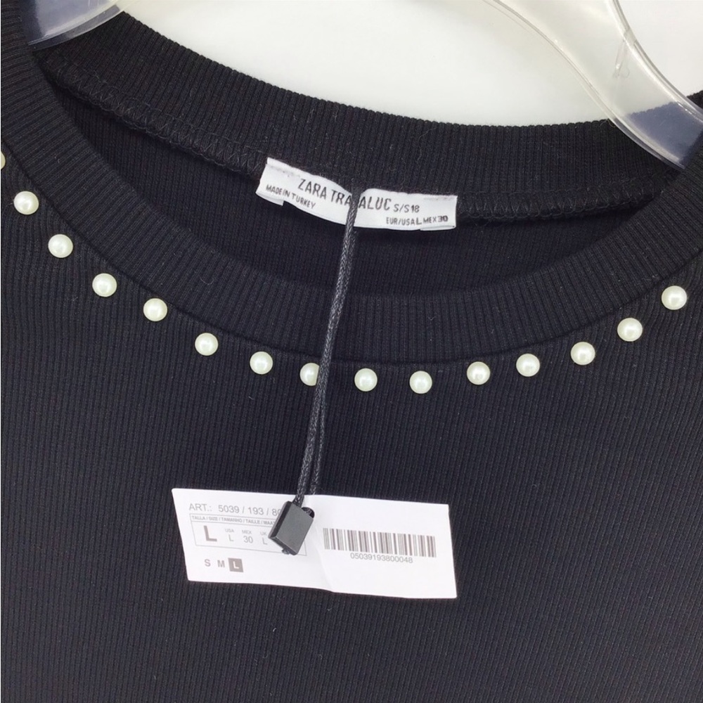 ZARA pearl neckline short crop top  size small